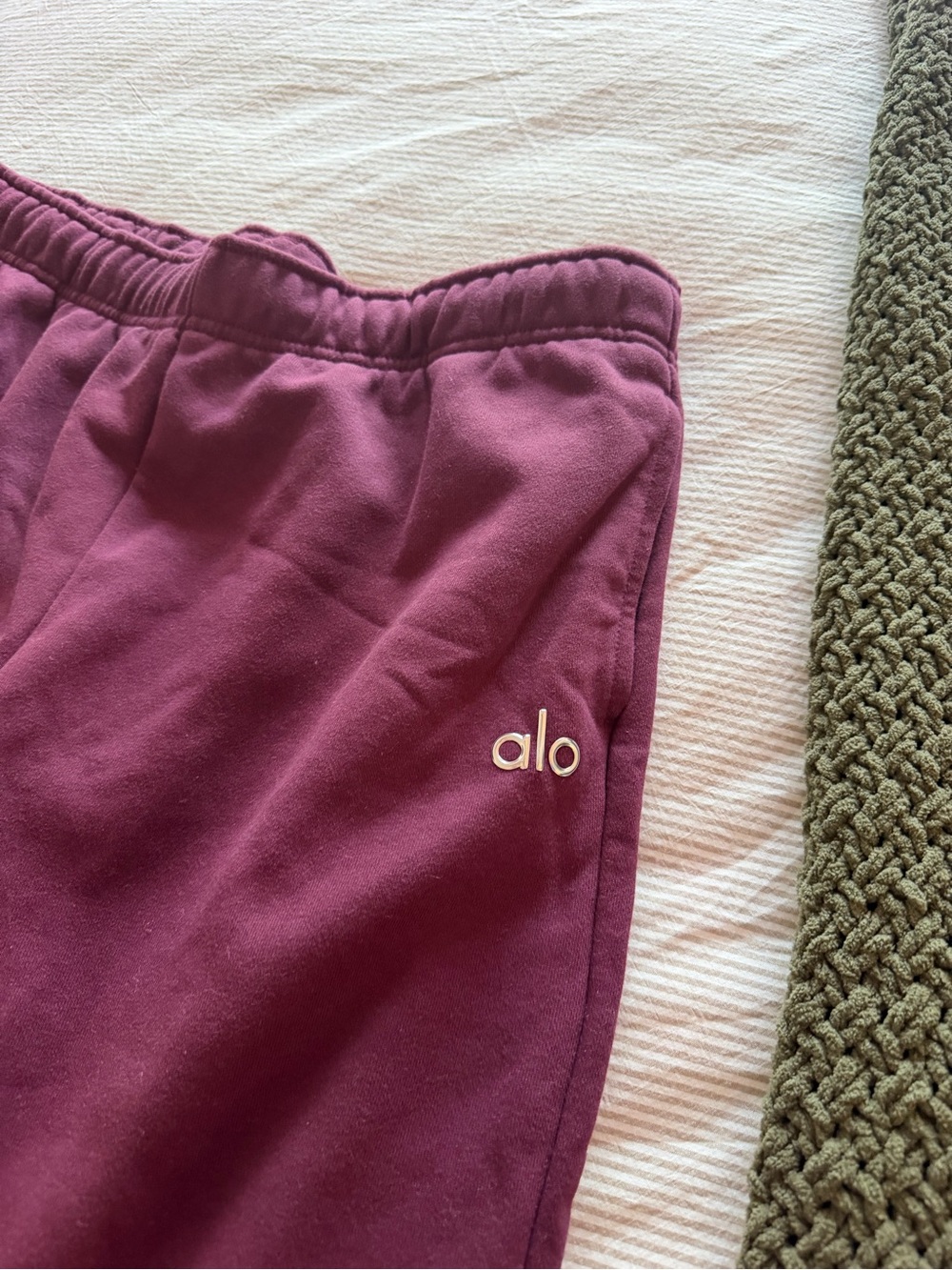 ALO Yoga Kids Burgundy Sweatpants with Subtle Logo